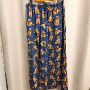 (4/$20) Comfies Unisex Blue and Tan Golden Retriever Print Pajama Pants Size M